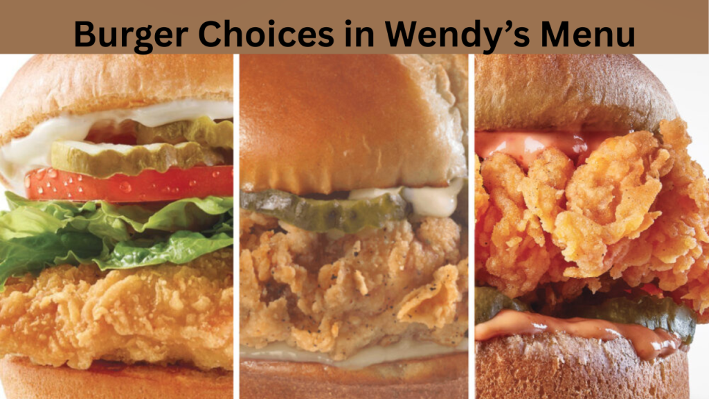 Burger Choices in Wendy’s Menu