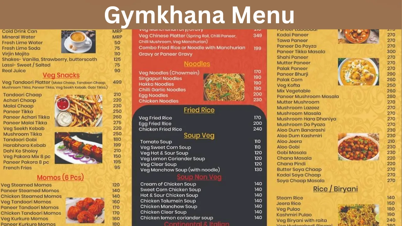 Gymkhana Menu