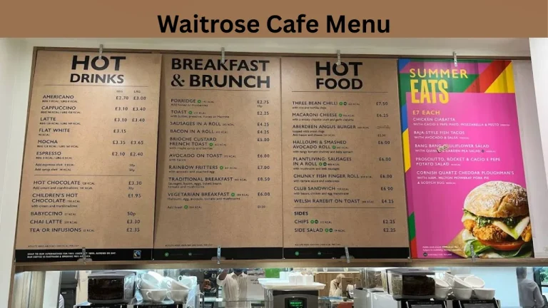 Waitrose Cafe Menu